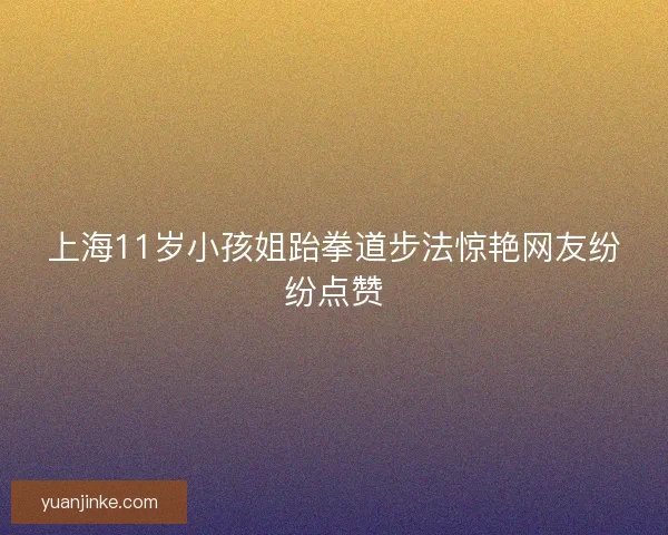 上海11岁小孩姐跆拳道步法惊艳网友纷纷点赞